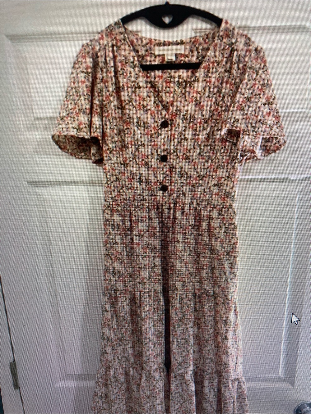 Women's Cream Floral Button-Front Midi Dress